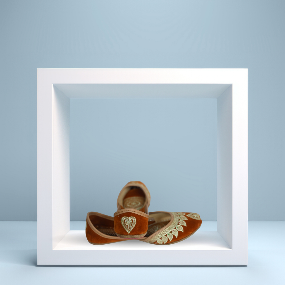 Stylish orange  Embroidered Juttis